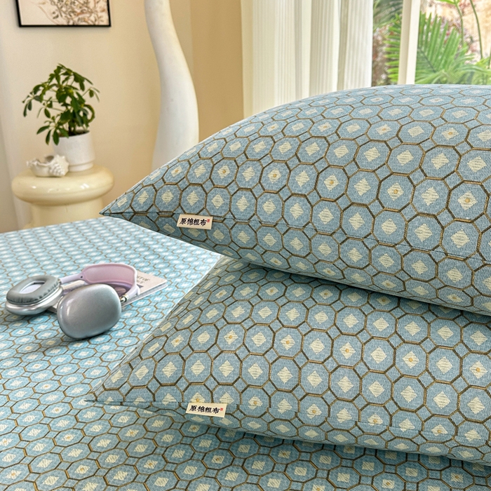 91家纺网 家纺一手货源 找家纺 红日子纺织品 2026新款老粗布纯棉床单单床单床单单件 荷叶-绿