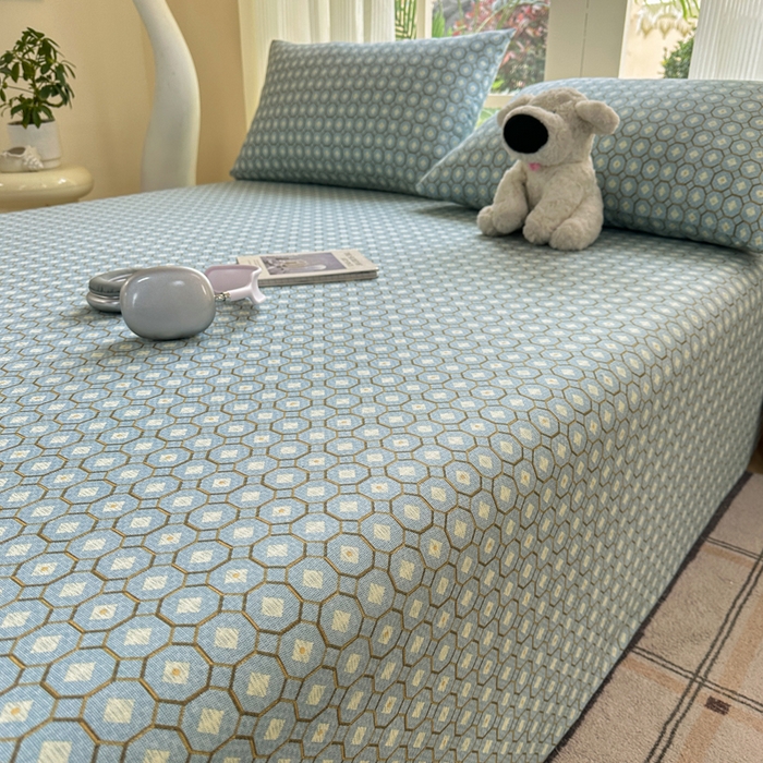 91家纺网 家纺一手货源 找家纺 红日子纺织品 2026新款老粗布纯棉床单单床单床单单件 荷叶-绿