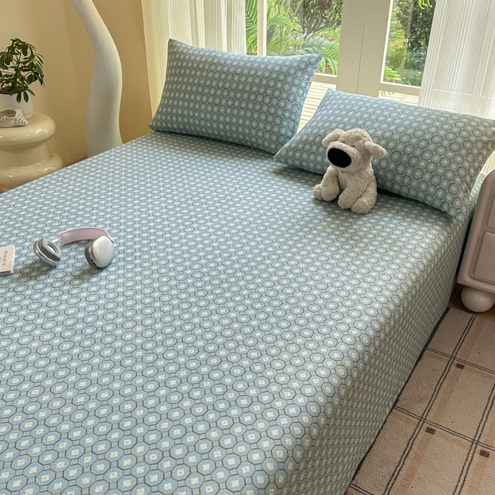 91家纺网 家纺一手货源 找家纺 红日子纺织品 2026新款老粗布纯棉床单单床单床单单件 荷叶-绿