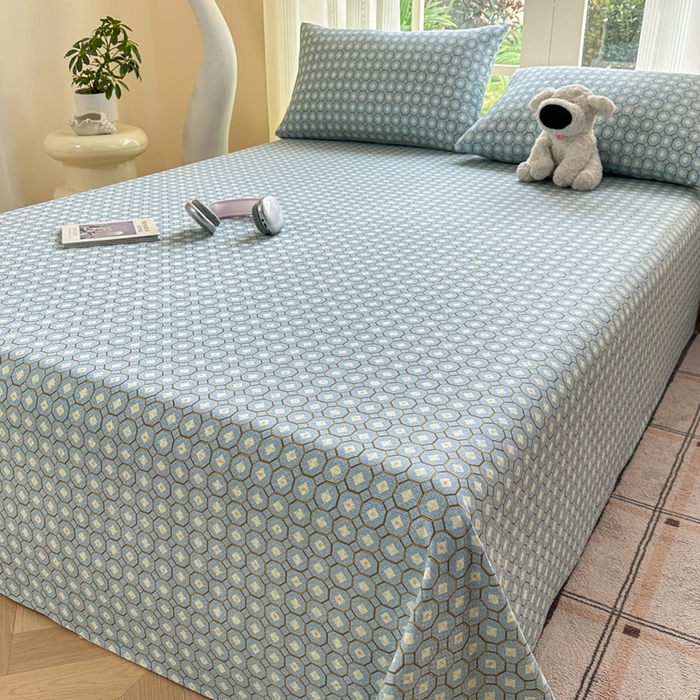 91家纺网 家纺一手货源 找家纺 红日子纺织品 2026新款老粗布纯棉床单单床单床单单件 荷叶-绿