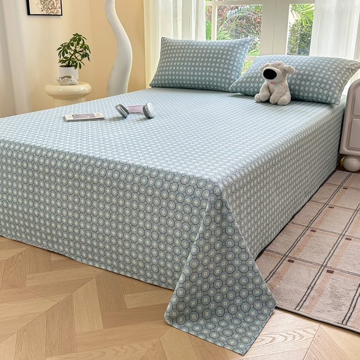 91家纺网 家纺一手货源 找家纺 红日子纺织品 2026新款老粗布纯棉床单单床单床单单件 荷叶-绿