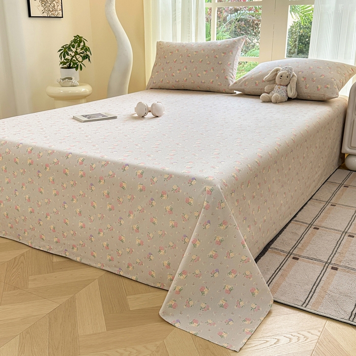 91家纺网 家纺一手货源 找家纺 红日子纺织品 2026新款老粗布纯棉床单单床单床单单件 花朝