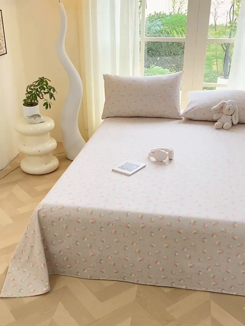 91家纺网 家纺一手货源 找家纺 红日子纺织品 2026新款老粗布纯棉床单单床单床单单件 花朝