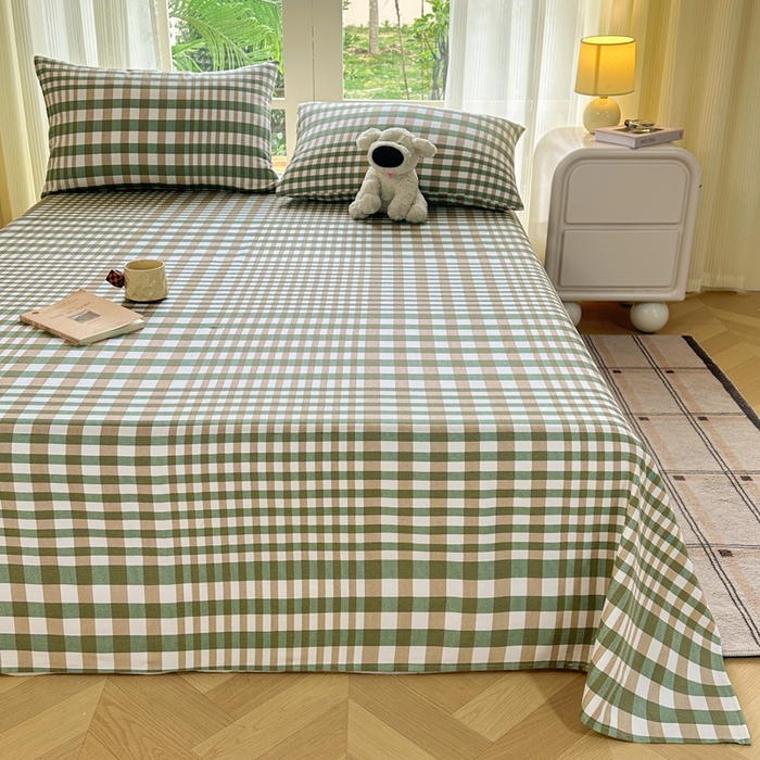 91家纺网 家纺一手货源 找家纺 红日子纺织品 2026新款老粗布纯棉床单单床单床单单件 简兮-绿