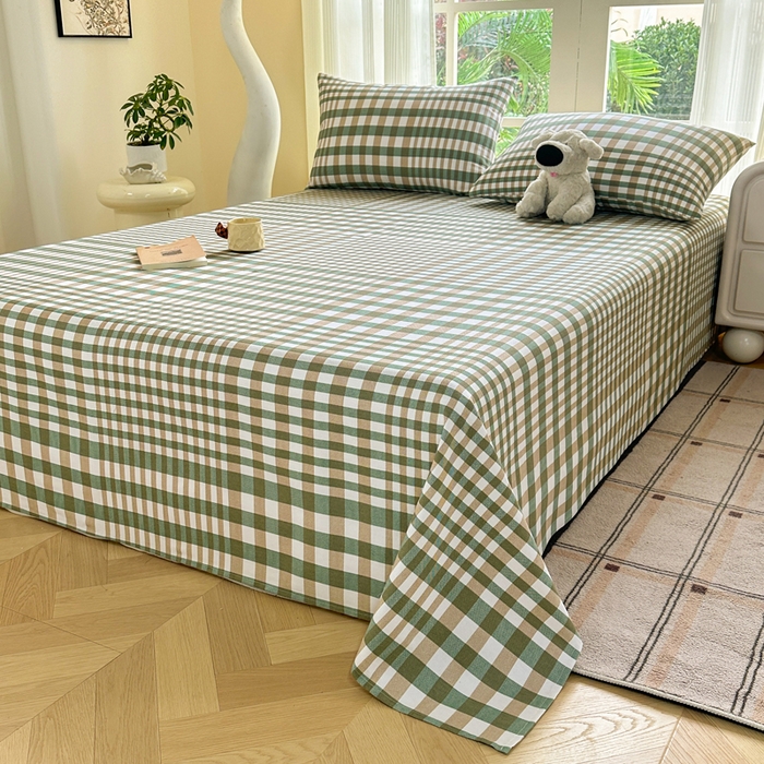 91家纺网 家纺一手货源 找家纺 红日子纺织品 2026新款老粗布纯棉床单单床单床单单件 简兮-绿