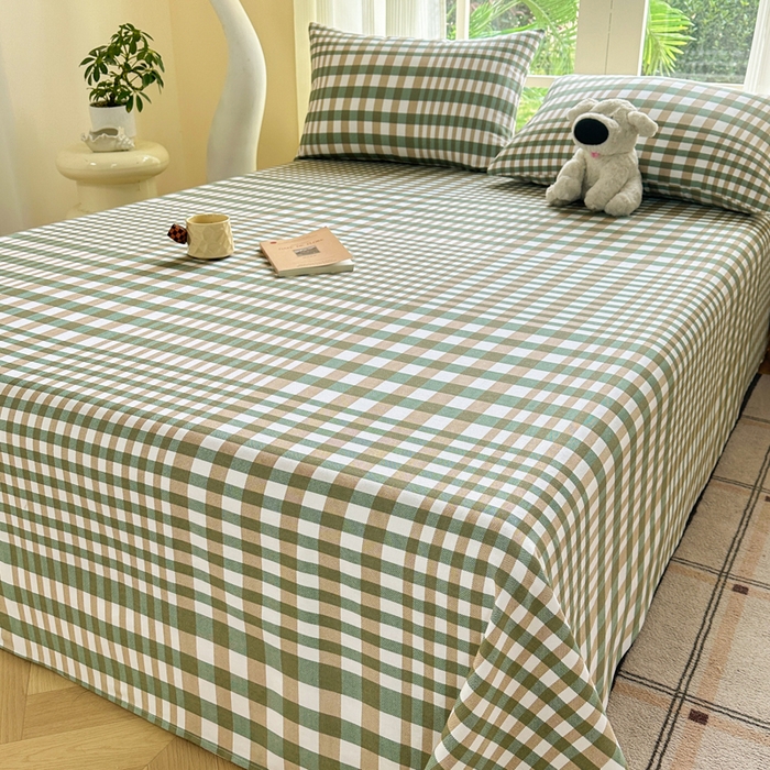 91家纺网 家纺一手货源 找家纺 红日子纺织品 2026新款老粗布纯棉床单单床单床单单件 简兮-绿