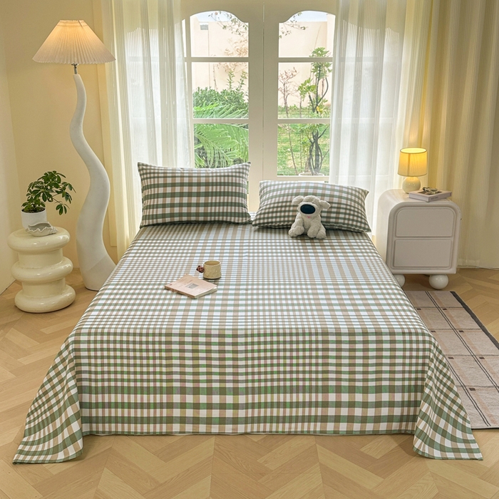 91家纺网 家纺一手货源 找家纺 红日子纺织品 2026新款老粗布纯棉床单单床单床单单件 简兮-绿