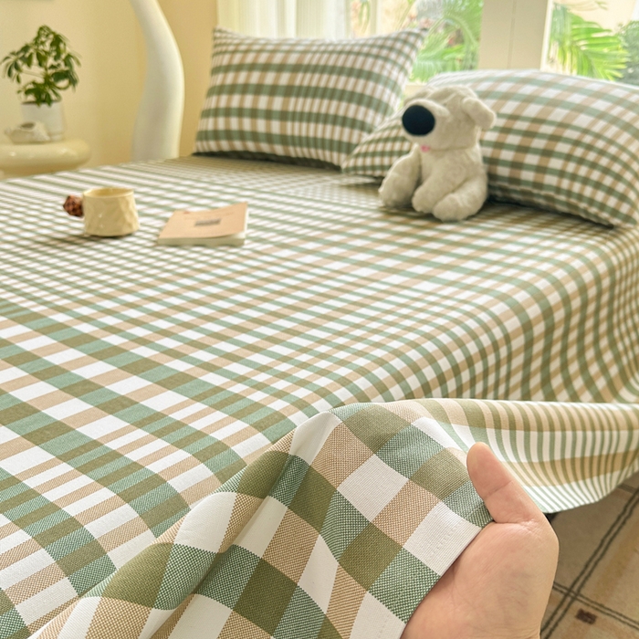 91家纺网 家纺一手货源 找家纺 红日子纺织品 2026新款老粗布纯棉床单单床单床单单件 简兮-绿