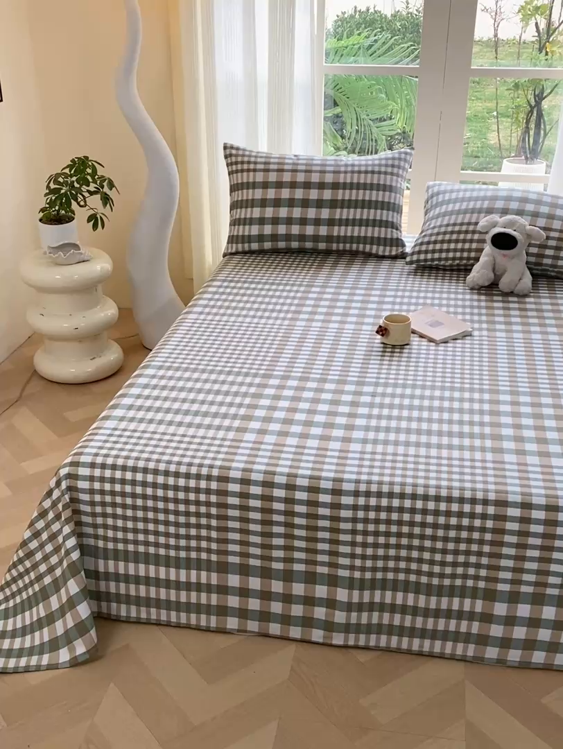 91家纺网 家纺一手货源 找家纺 红日子纺织品 2026新款老粗布纯棉床单单床单床单单件 简兮-绿