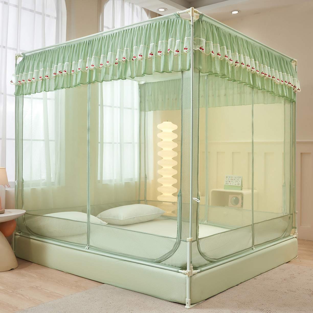 91家纺网 家纺一手货源 找家纺 （总）艺利轩蚊帐 2026新款樱桃三开门坐床蚊帐