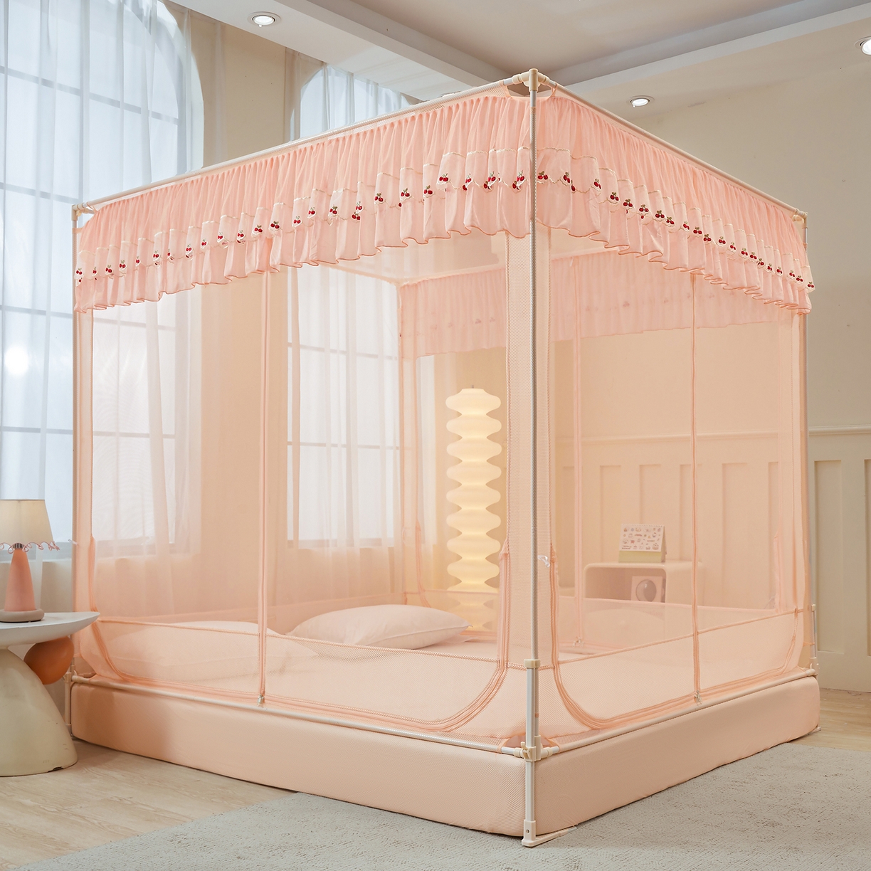 91家纺网 家纺一手货源 找家纺 （总）艺利轩蚊帐 2026新款樱桃三开门坐床蚊帐