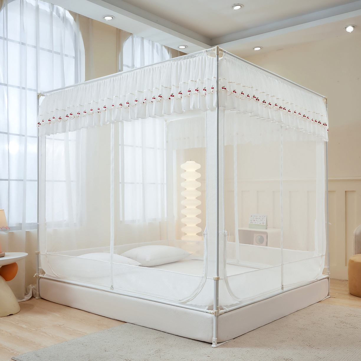 91家纺网 家纺一手货源 找家纺 （总）艺利轩蚊帐 2026新款樱桃三开门坐床蚊帐