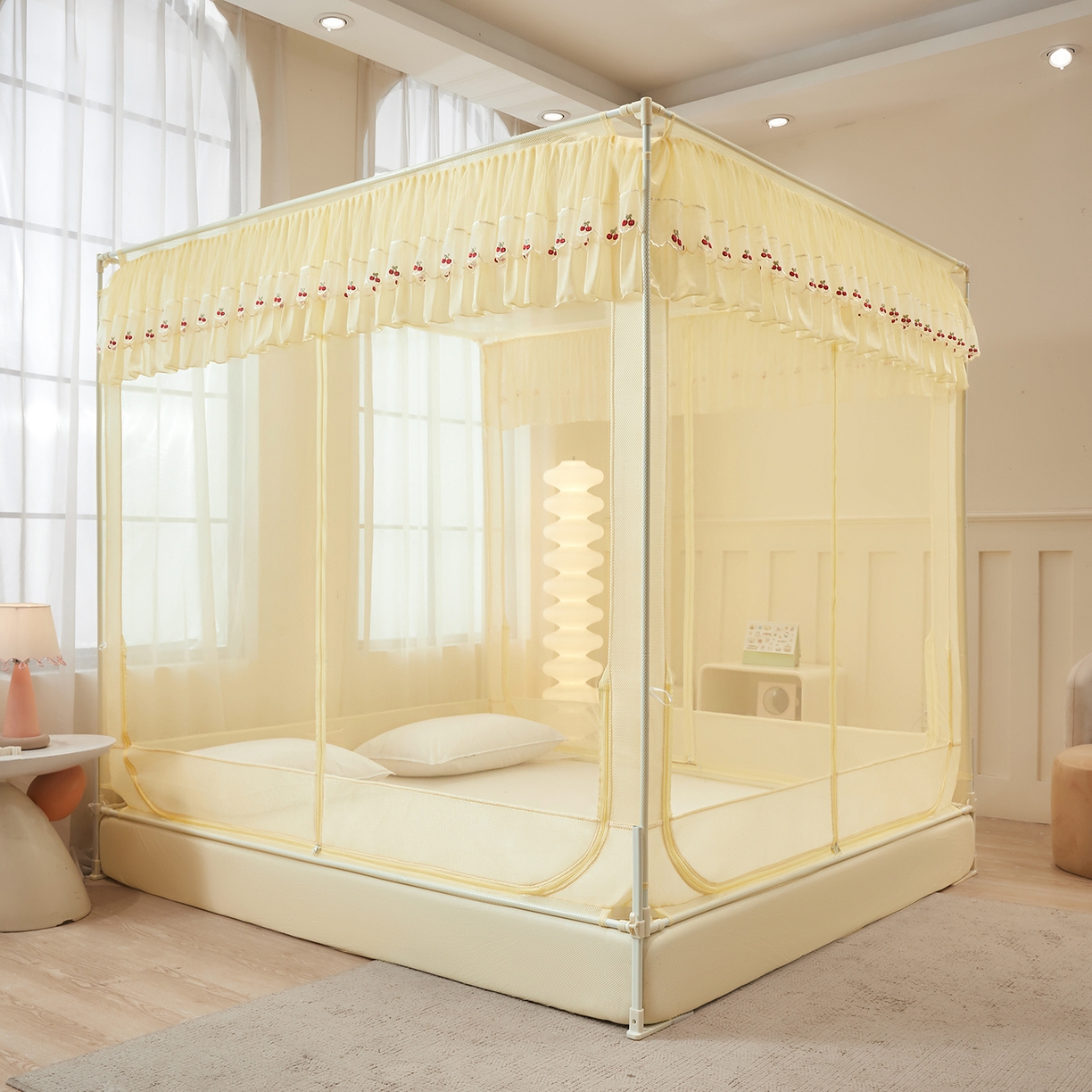 91家纺网 家纺一手货源 找家纺 （总）艺利轩蚊帐 2026新款樱桃三开门坐床蚊帐