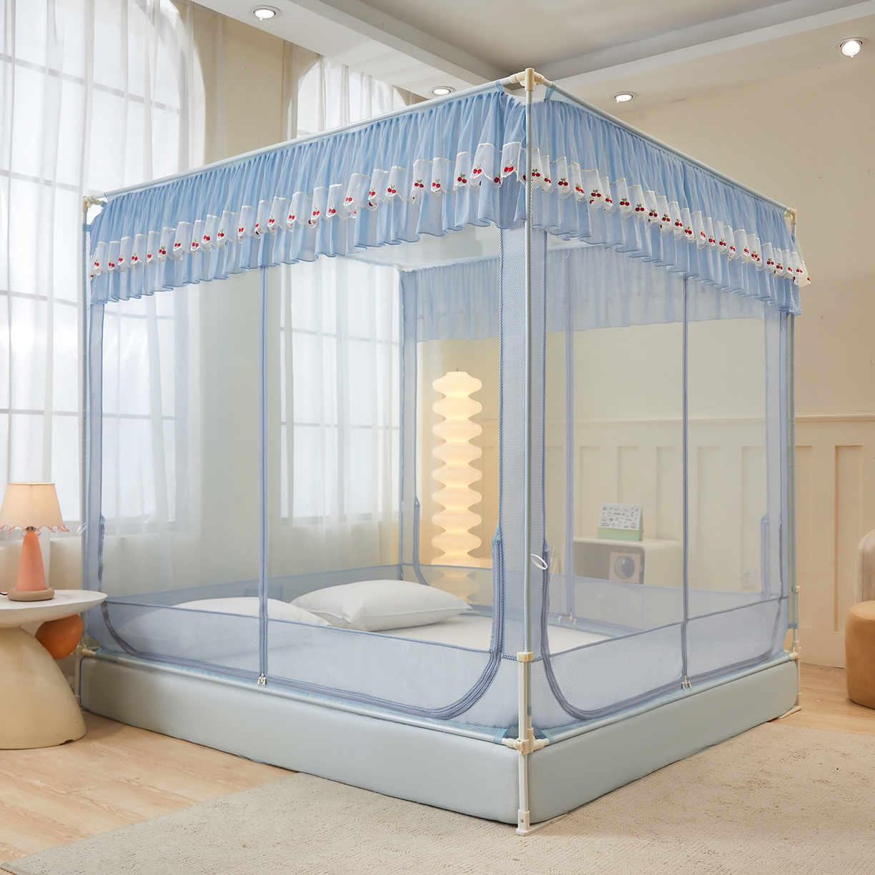 91家纺网 家纺一手货源 找家纺 （总）艺利轩蚊帐 2026新款樱桃三开门坐床蚊帐