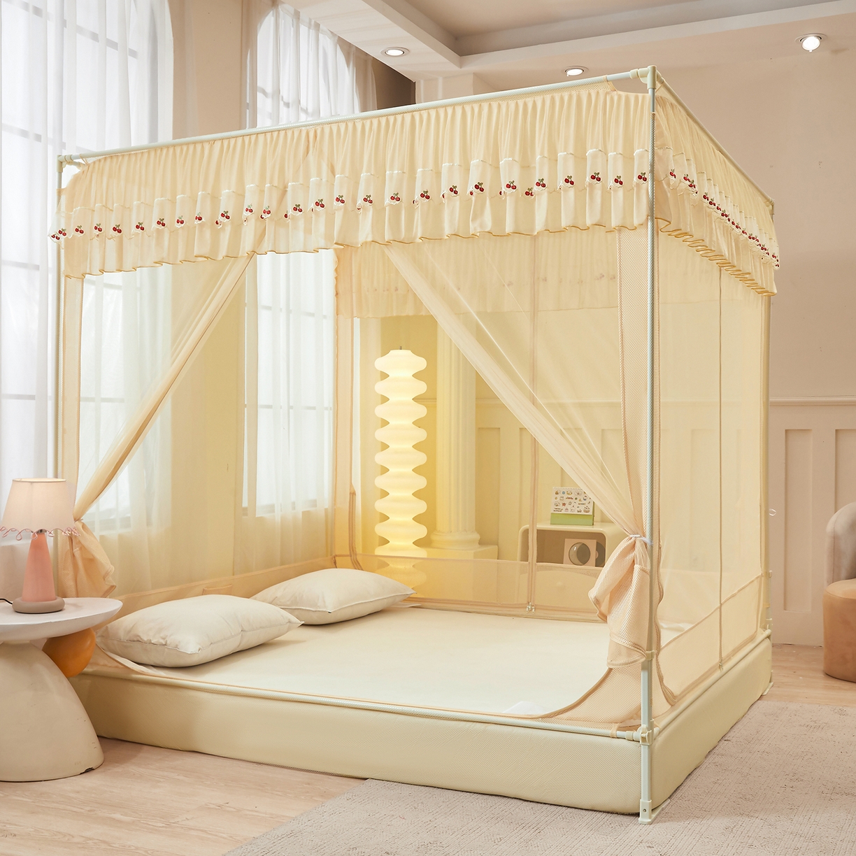 91家纺网 家纺一手货源 找家纺 （总）艺利轩蚊帐 2026新款樱桃三开门坐床蚊帐