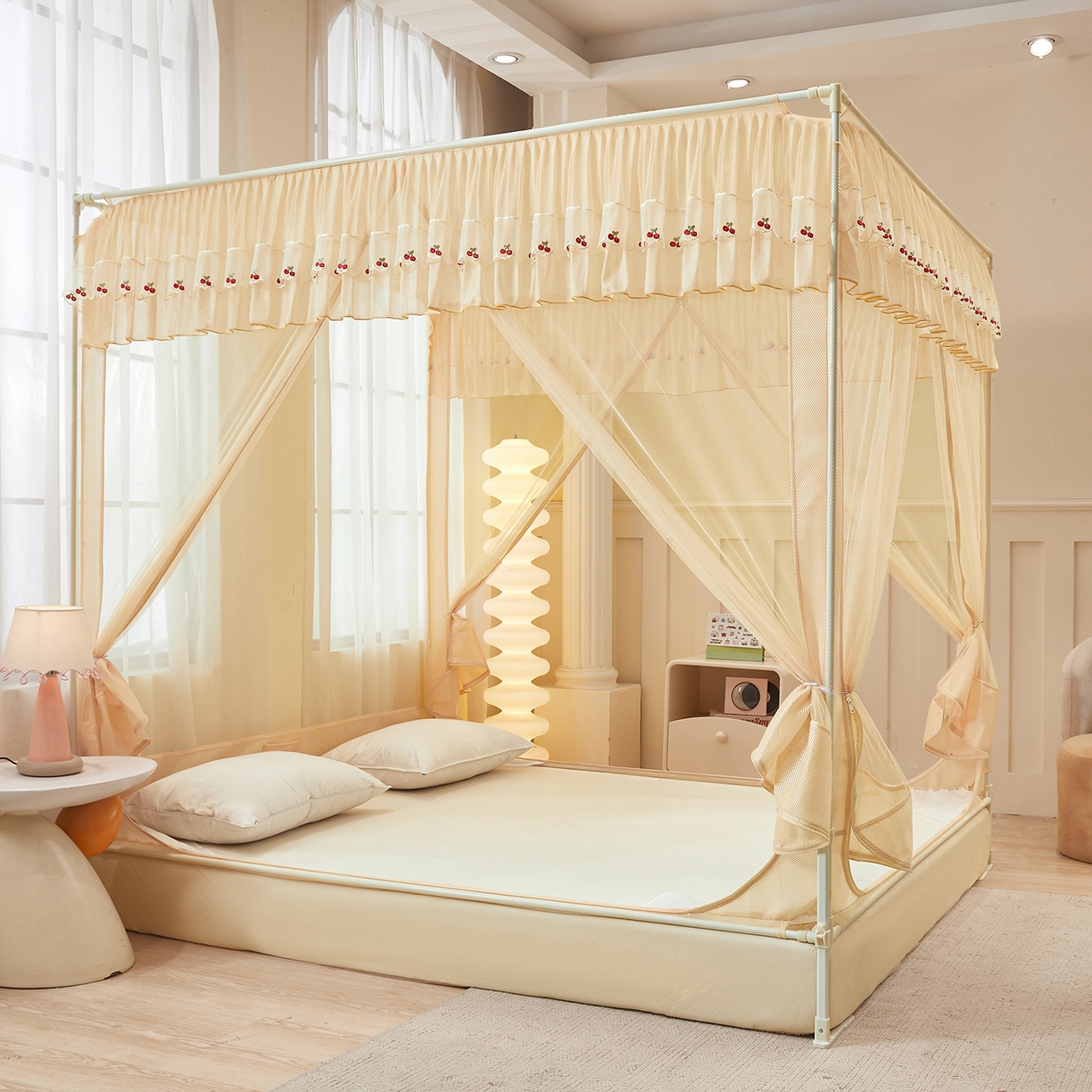 91家纺网 家纺一手货源 找家纺 （总）艺利轩蚊帐 2026新款樱桃三开门坐床蚊帐