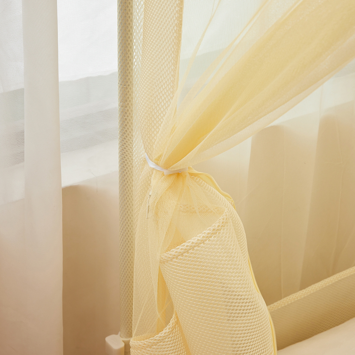 91家纺网 家纺一手货源 找家纺 艺利轩蚊帐 2026新款樱桃三开门坐床蚊帐 樱桃-米黄