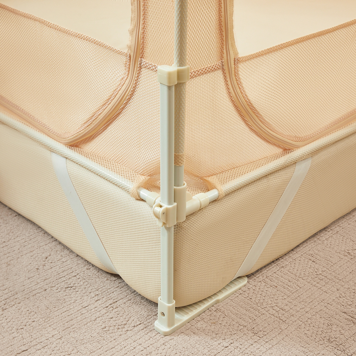 91家纺网 家纺一手货源 找家纺 艺利轩蚊帐 2026新款樱桃三开门坐床蚊帐 樱桃-香槟色