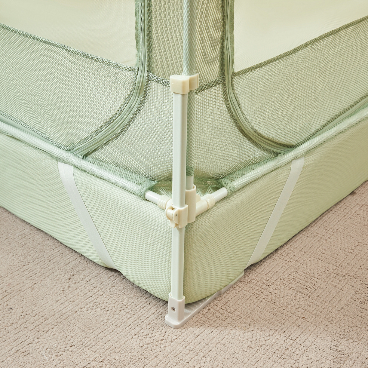 91家纺网 家纺一手货源 找家纺 艺利轩蚊帐 2026新款樱桃三开门坐床蚊帐 樱桃-橄榄绿