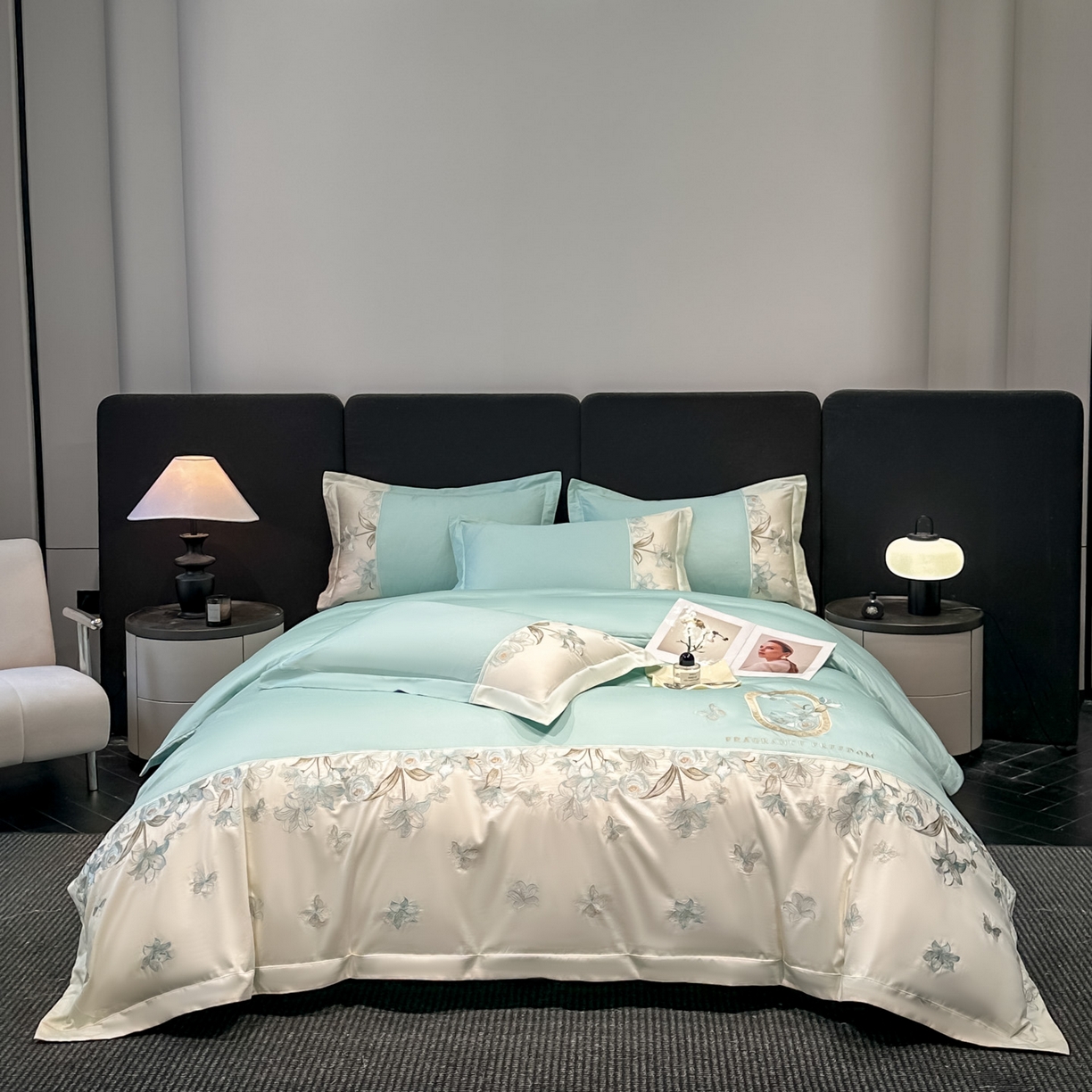 91家纺网 家纺一手货源 找家纺 欧乐蒂 2026新款亲肤棉刺绣四件套-花语 花语-星兰