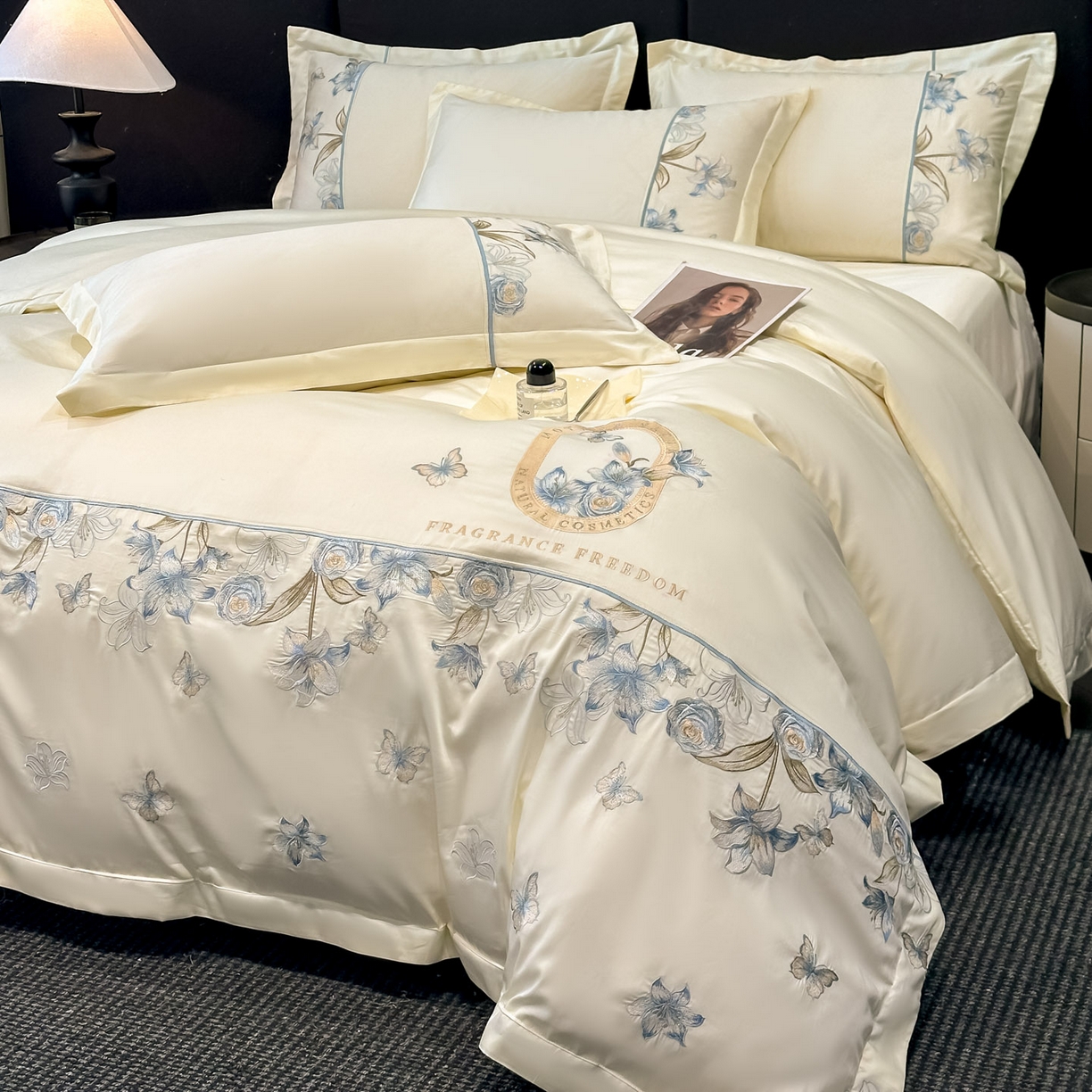 欧乐蒂 2026新款亲肤棉刺绣四件套-花语 花语-柔白