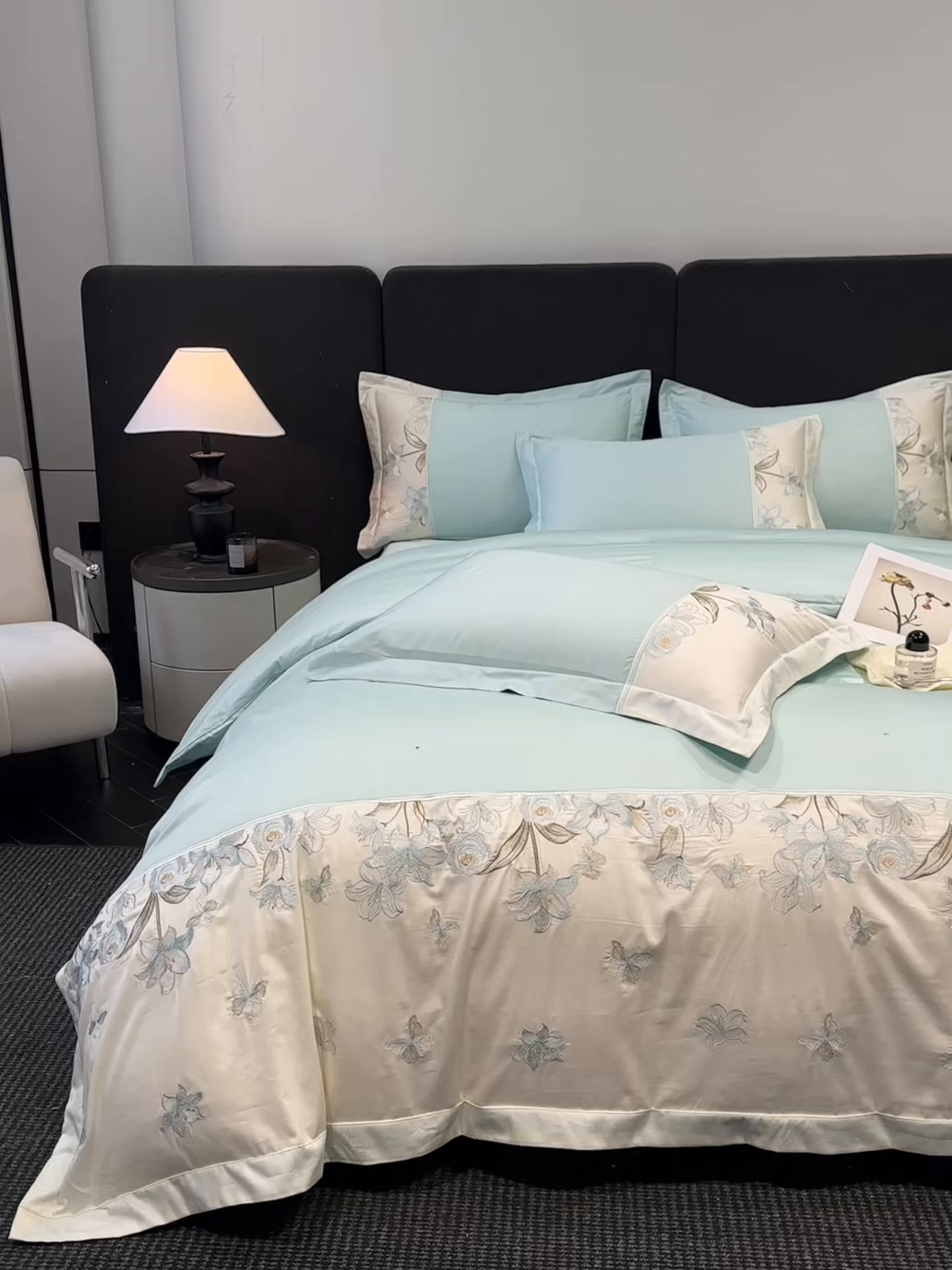 91家纺网 家纺一手货源 找家纺 欧乐蒂 2026新款亲肤棉刺绣四件套-花语 花语-星兰