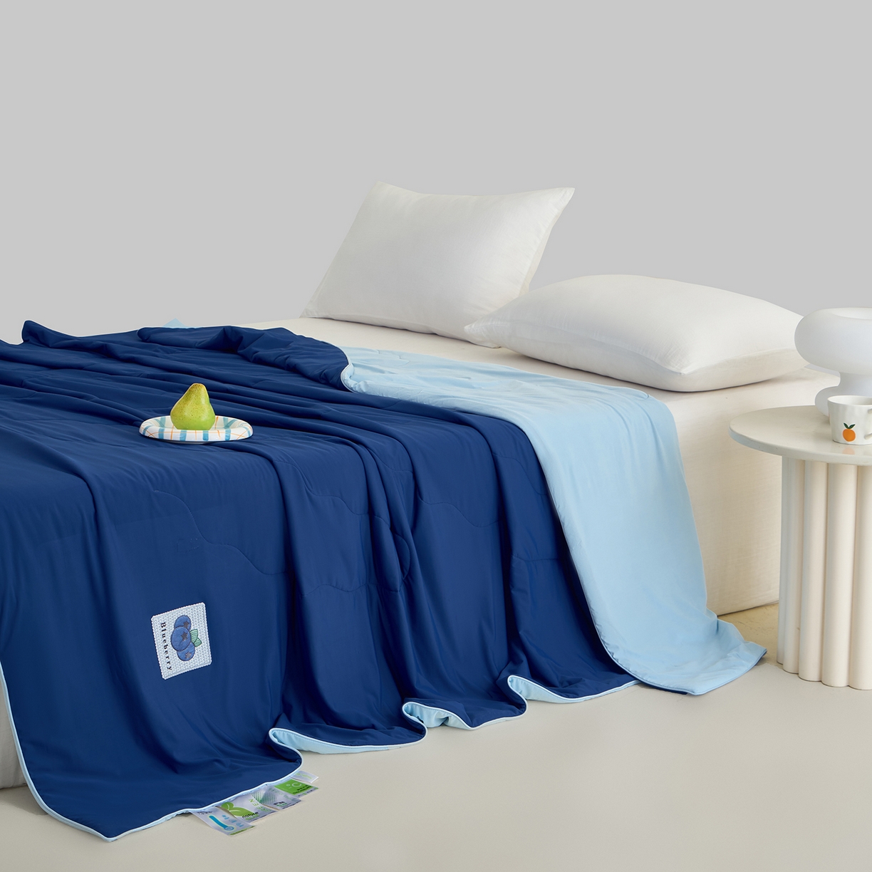 91家纺网 家纺一手货源 找家纺 摩时 2026春夏新款凉感丝夏被纯色系空调凉被单双人被子 蓝莓冰语