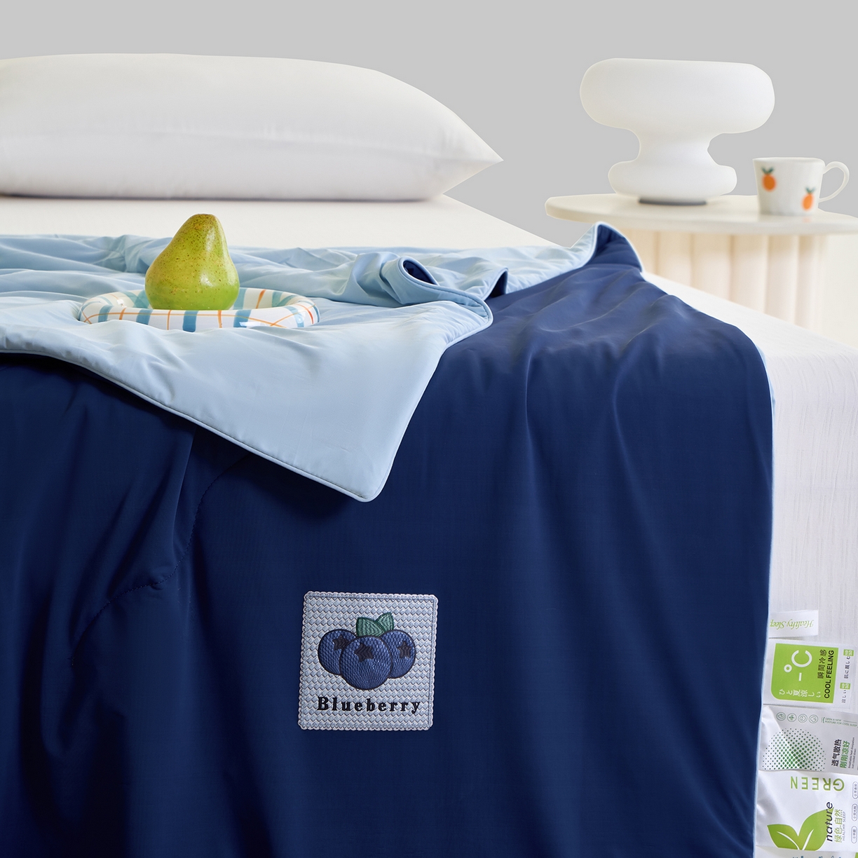 91家纺网 家纺一手货源 找家纺 摩时 2026春夏新款凉感丝夏被纯色系空调凉被单双人被子 蓝莓冰语