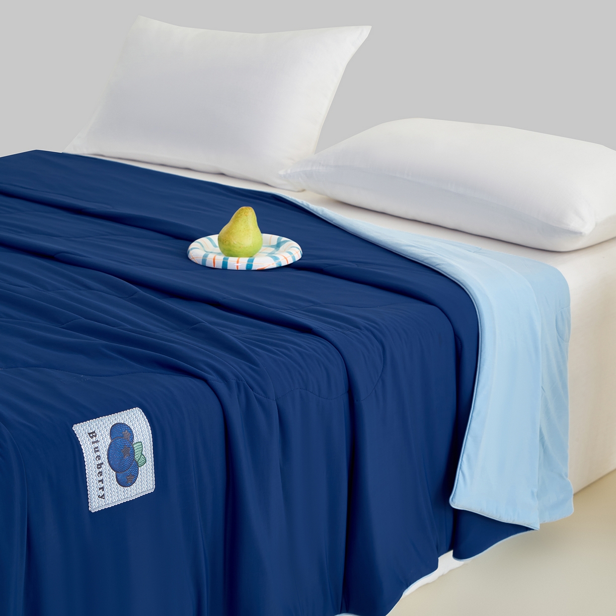 91家纺网 家纺一手货源 找家纺 摩时 2026春夏新款凉感丝夏被纯色系空调凉被单双人被子 蓝莓冰语