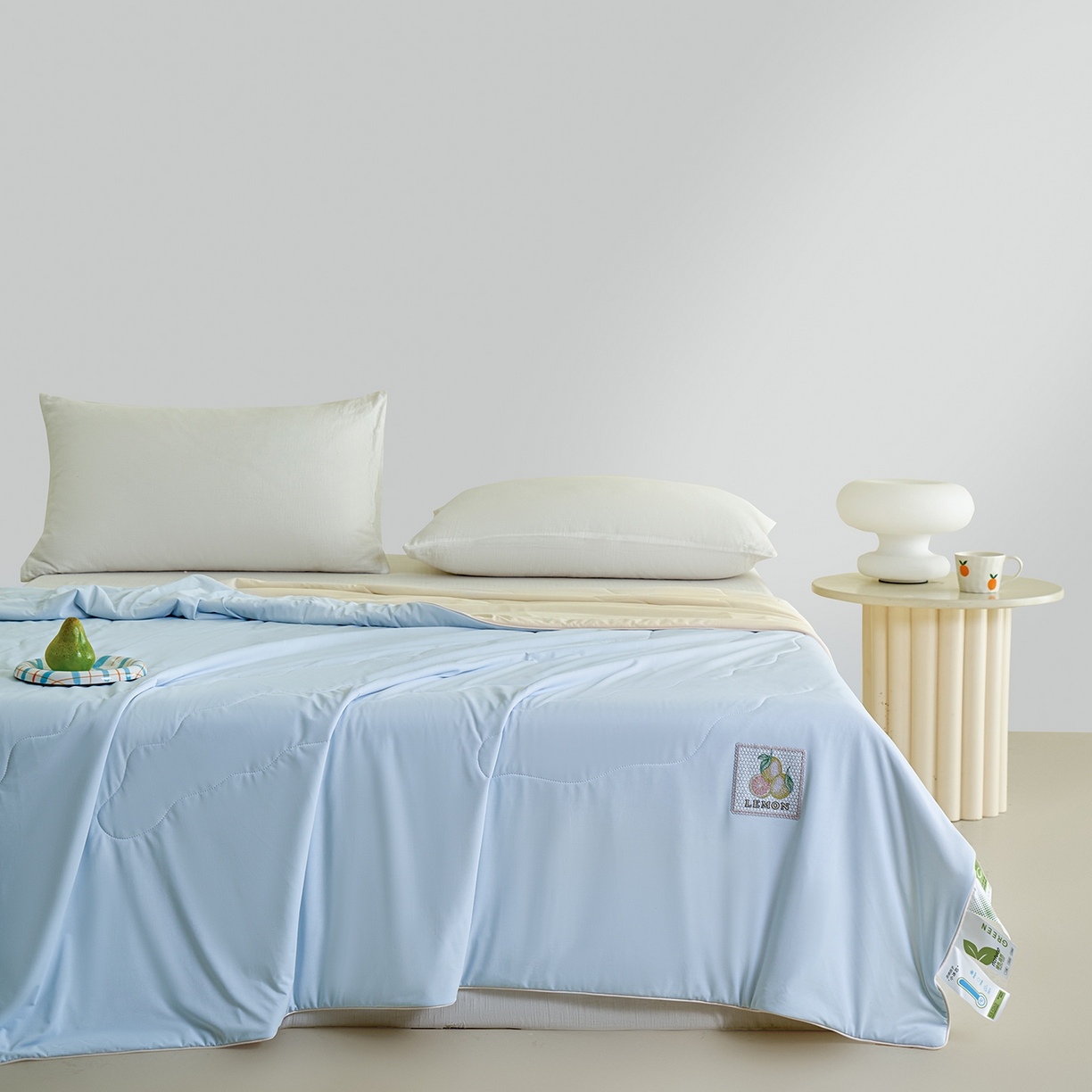 91家纺网 家纺一手货源 找家纺 摩时 2026春夏新款凉感丝夏被纯色系空调凉被单双人被子 柠夏初语