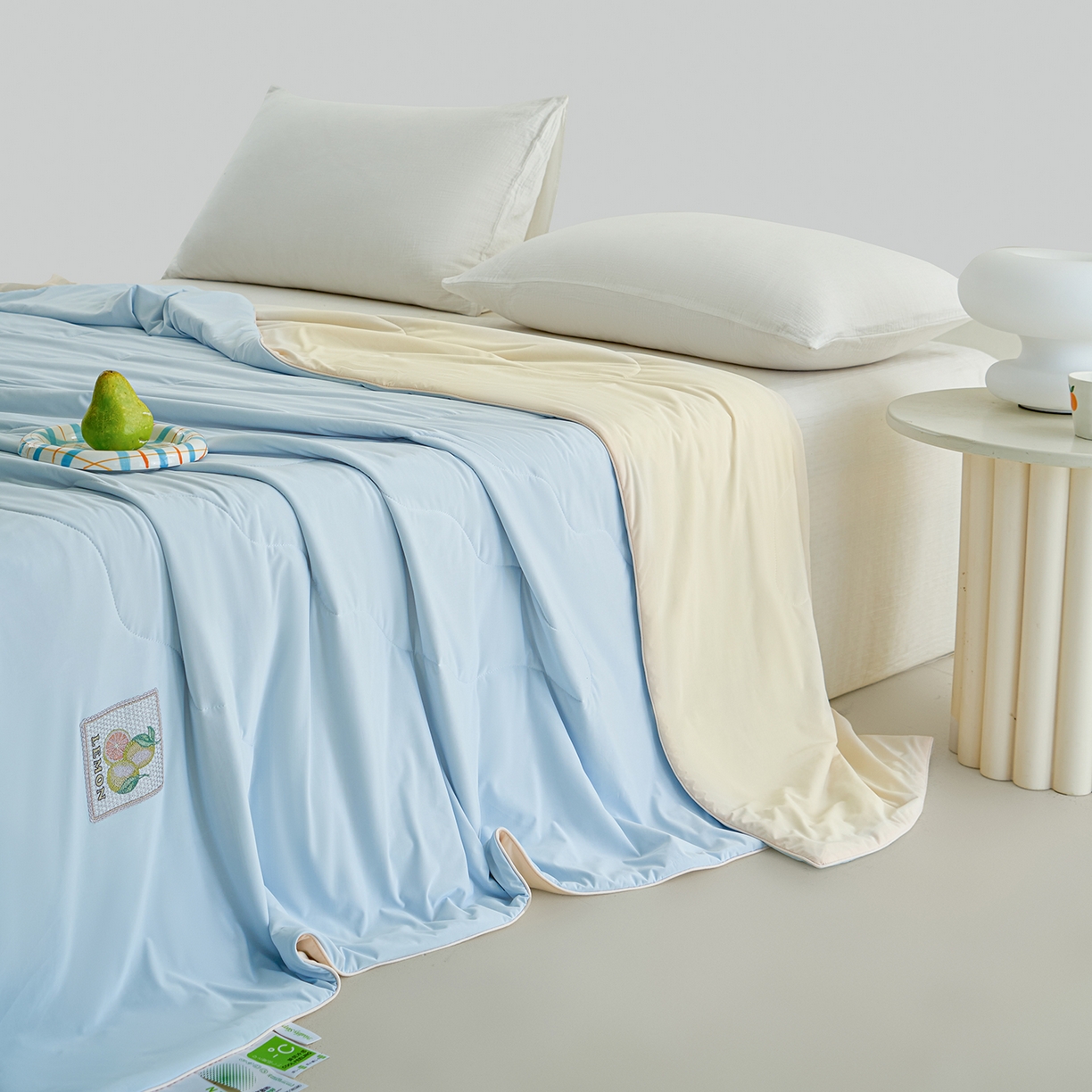 91家纺网 家纺一手货源 找家纺 摩时 2026春夏新款凉感丝夏被纯色系空调凉被单双人被子 柠夏初语