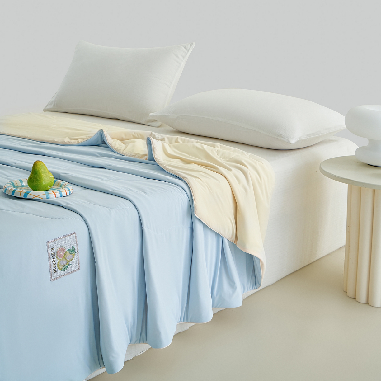 91家纺网 家纺一手货源 找家纺 摩时 2026春夏新款凉感丝夏被纯色系空调凉被单双人被子 柠夏初语