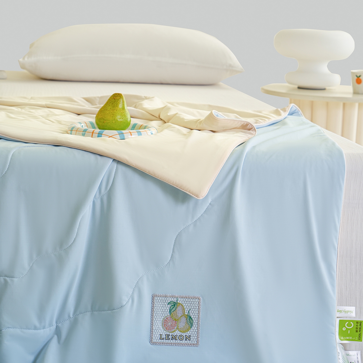 91家纺网 家纺一手货源 找家纺 摩时 2026春夏新款凉感丝夏被纯色系空调凉被单双人被子 柠夏初语