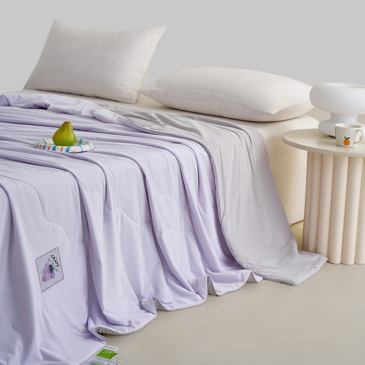 91家纺网 家纺一手货源 找家纺 摩时 2026春夏新款凉感丝夏被纯色系空调凉被单双人被子 萄您欢心