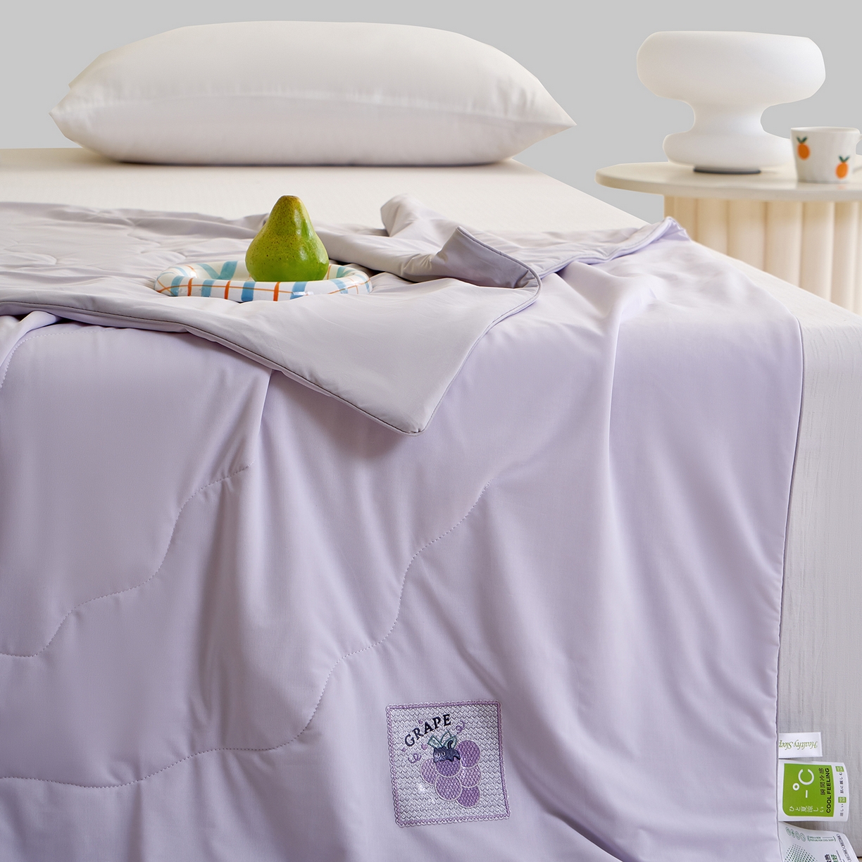 91家纺网 家纺一手货源 找家纺 摩时 2026春夏新款凉感丝夏被纯色系空调凉被单双人被子 萄您欢心