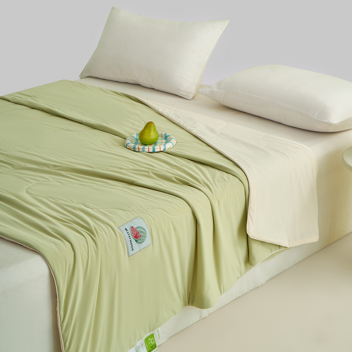 91家纺网 家纺一手货源 找家纺 摩时 2026春夏新款凉感丝夏被纯色系空调凉被单双人被子 西瓜啵啵