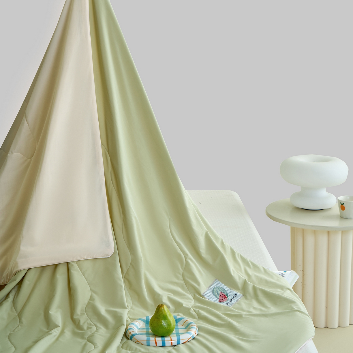 91家纺网 家纺一手货源 找家纺 摩时 2026春夏新款凉感丝夏被纯色系空调凉被单双人被子 西瓜啵啵