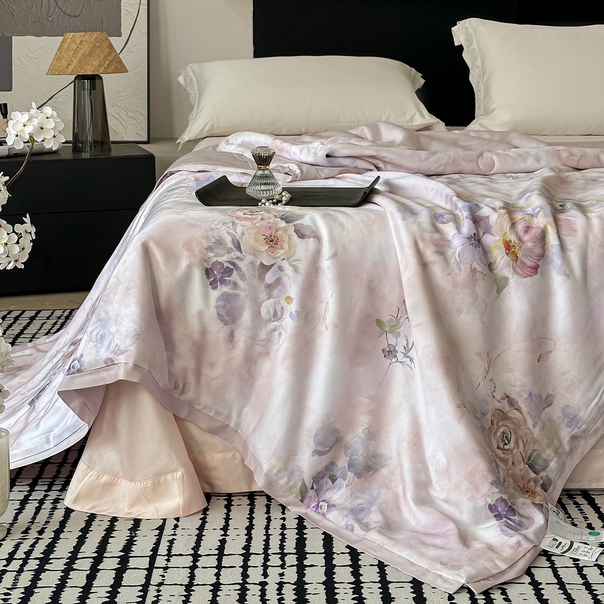 91家纺网 家纺一手货源 找家纺 （总）摩时 2026春夏新款天丝印花夏被凉感空调被芯被子