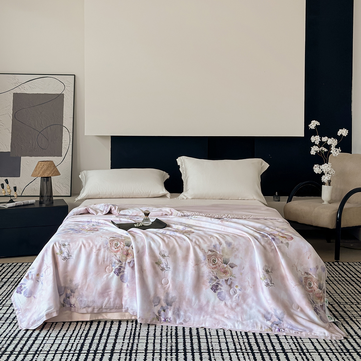 91家纺网 家纺一手货源 找家纺 （总）摩时 2026春夏新款天丝印花夏被凉感空调被芯被子