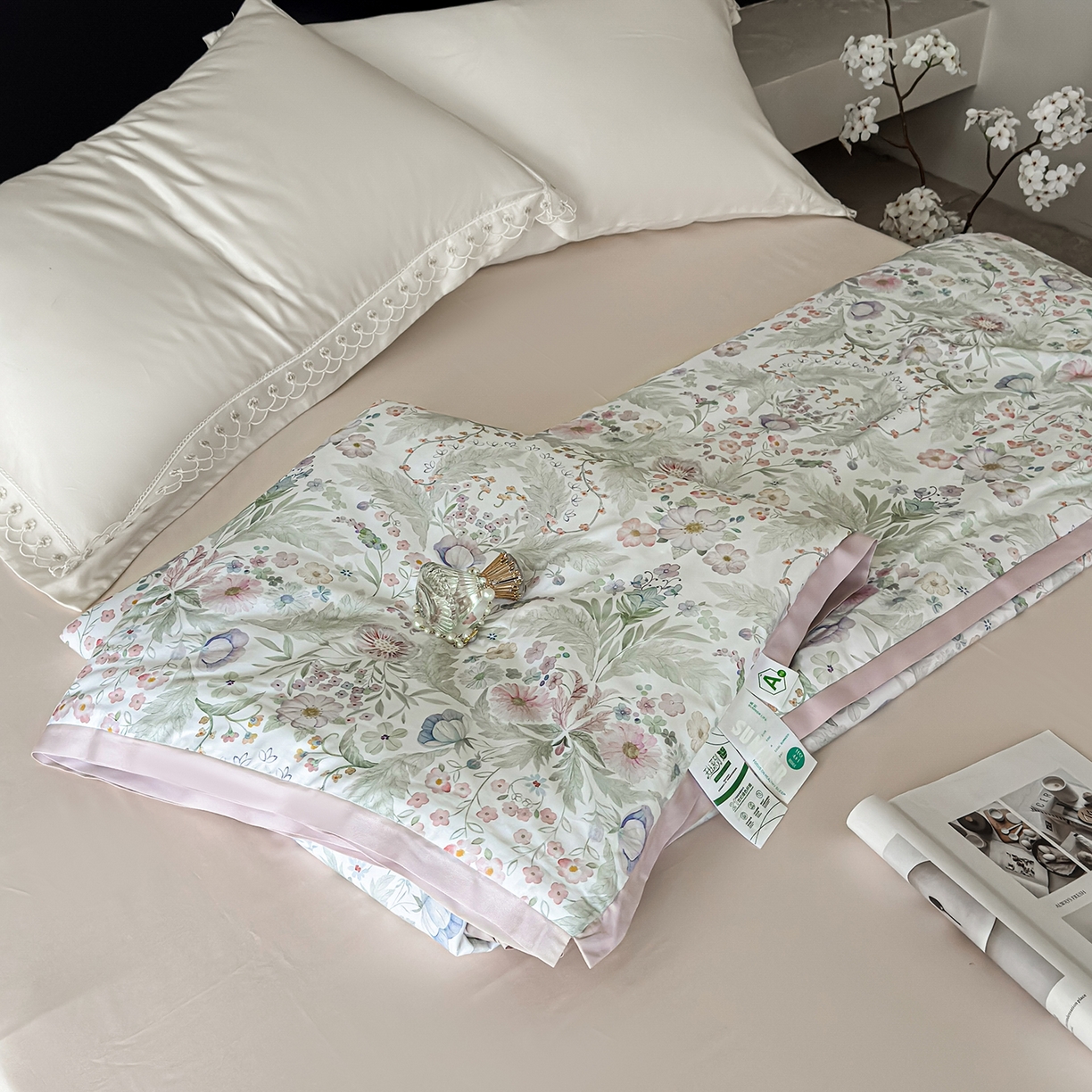 91家纺网 家纺一手货源 找家纺 （总）摩时 2026春夏新款天丝印花夏被凉感空调被芯被子