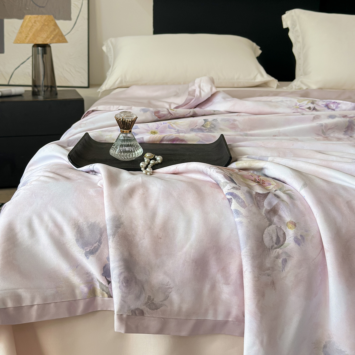 91家纺网 家纺一手货源 找家纺 摩时 2026春夏新款天丝印花夏被凉感空调被芯被子 蔷薇花园