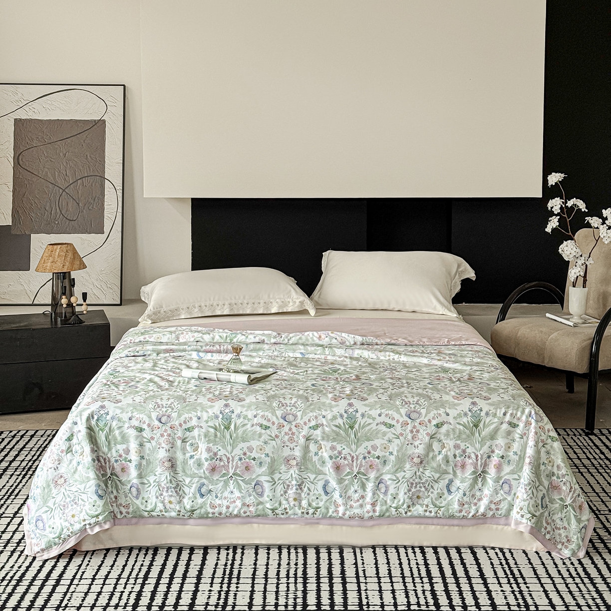 91家纺网 家纺一手货源 找家纺 摩时 2026春夏新款天丝印花夏被凉感空调被芯被子 凤凰单枞