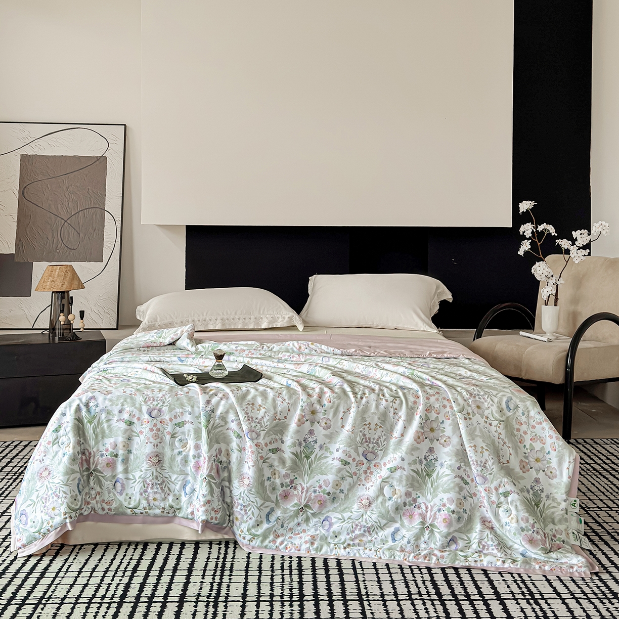 91家纺网 家纺一手货源 找家纺 摩时 2026春夏新款天丝印花夏被凉感空调被芯被子 凤凰单枞