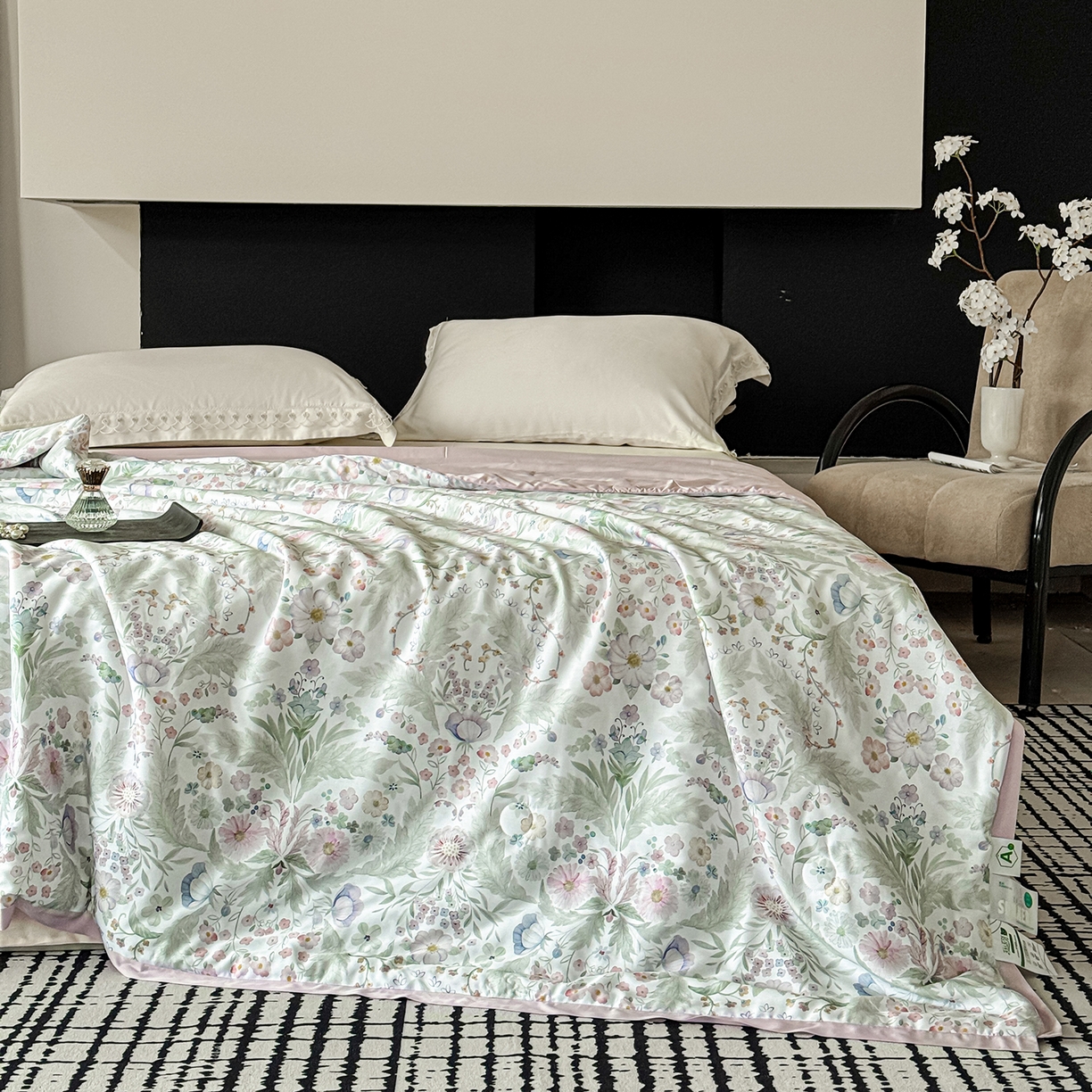 91家纺网 家纺一手货源 找家纺 摩时 2026春夏新款天丝印花夏被凉感空调被芯被子 凤凰单枞