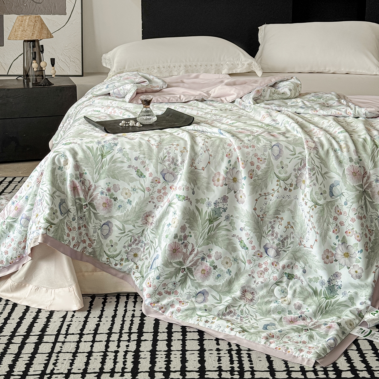 91家纺网 家纺一手货源 找家纺 摩时 2026春夏新款天丝印花夏被凉感空调被芯被子 凤凰单枞