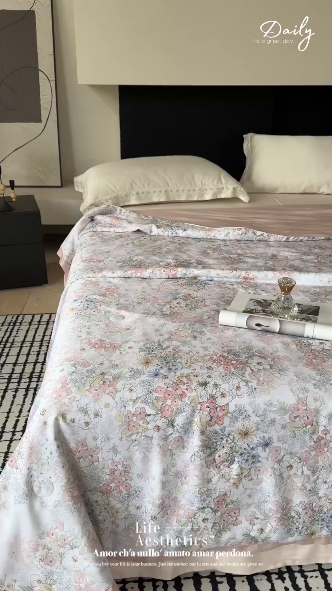 91家纺网 家纺一手货源 找家纺 摩时 2026春夏新款天丝印花夏被凉感空调被芯被子 栀子花信