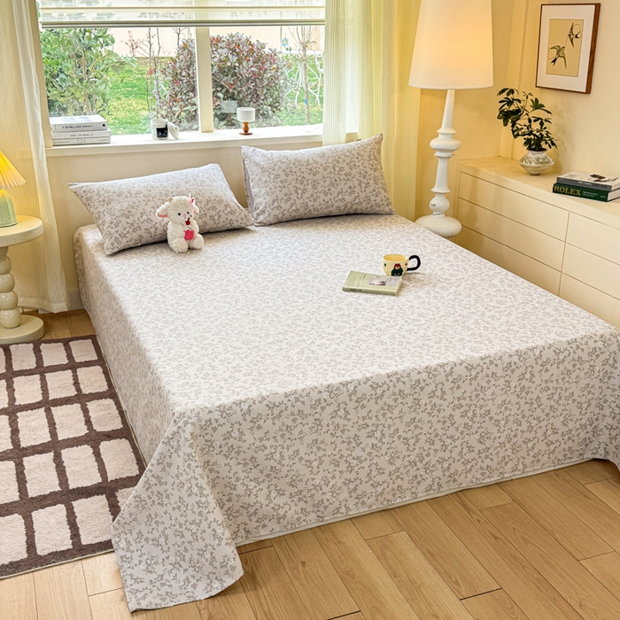 91家纺网 家纺一手货源 找家纺 红日子纺织品 2026新款老粗布原棉床单单床单床单单件 灰茉