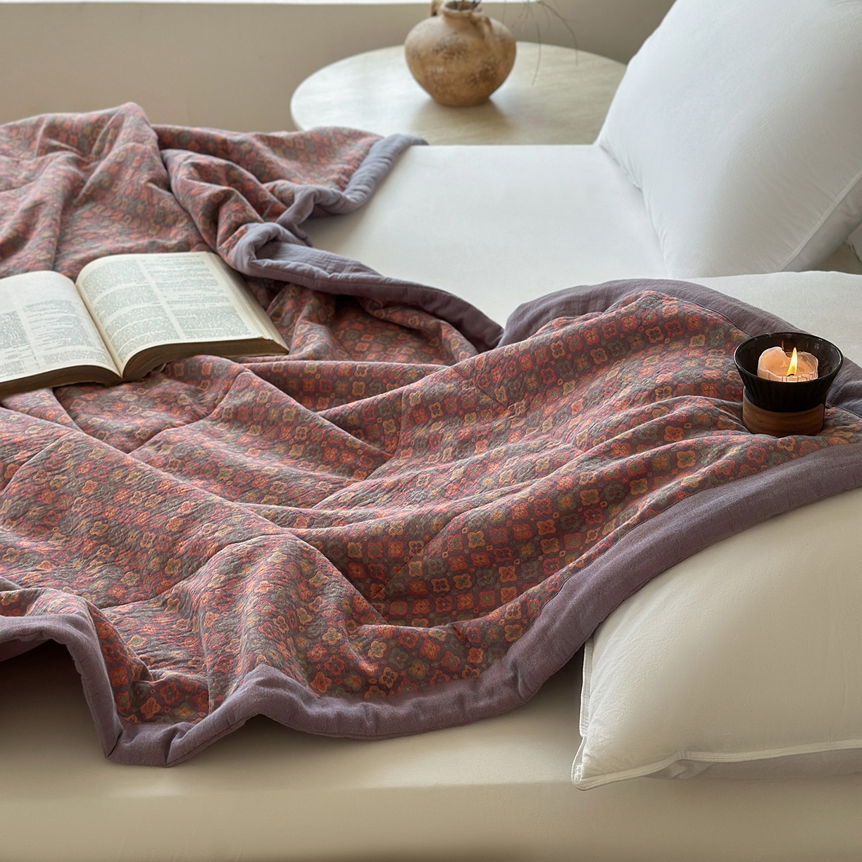 91家纺网 家纺一手货源 找家纺 摩时 2026新款全棉色织双层纱夏被夏凉被空调被 岁月如歌