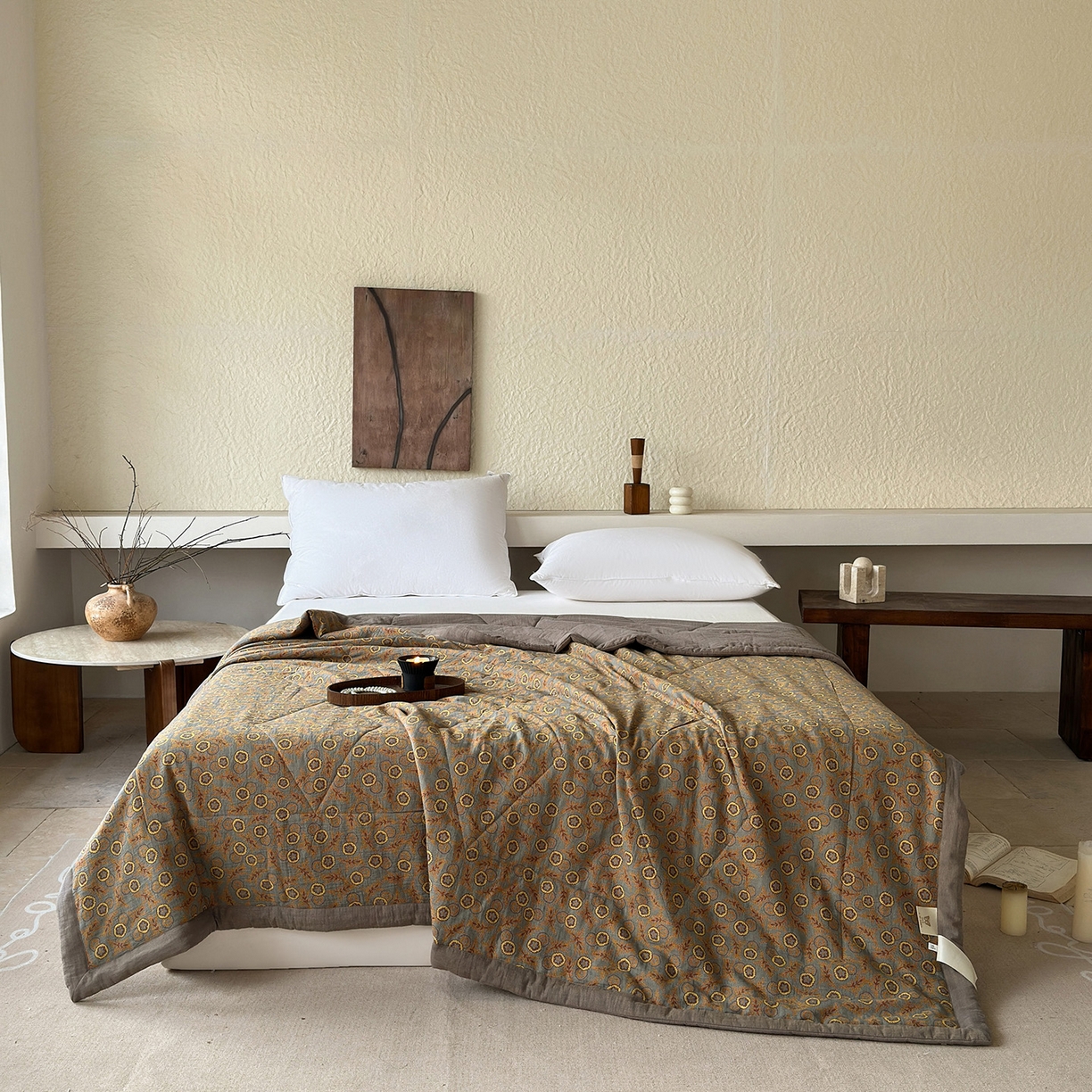 摩时 2026新款全棉色织双层纱夏被夏凉被空调被 甜梦时光