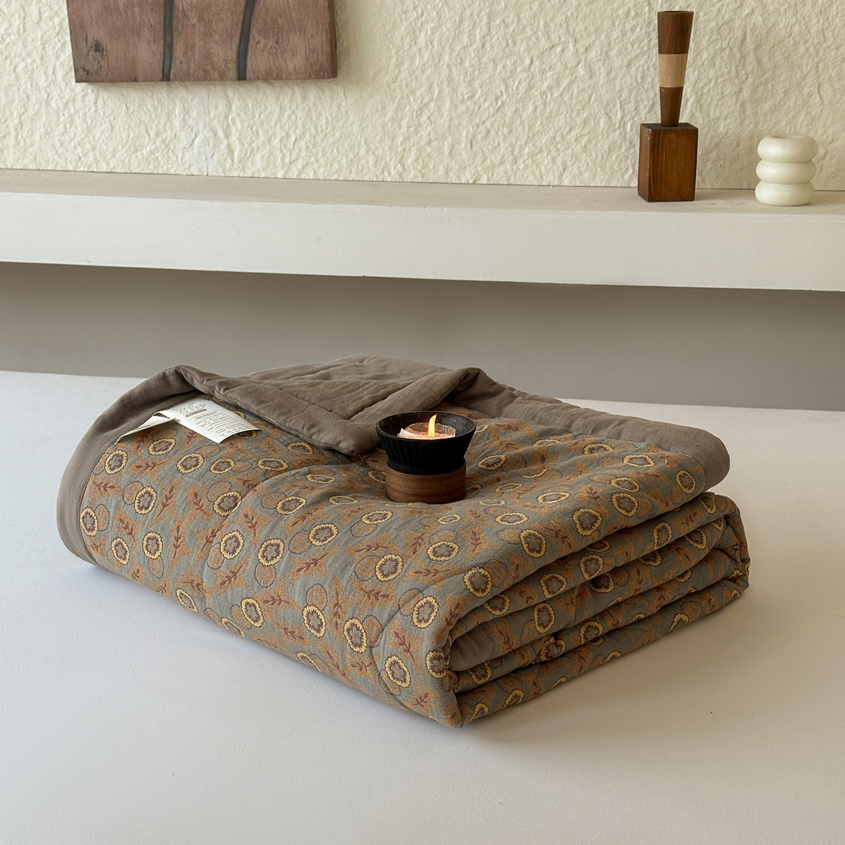 91家纺网 家纺一手货源 找家纺 摩时 2026新款全棉色织双层纱夏被夏凉被空调被 甜梦时光